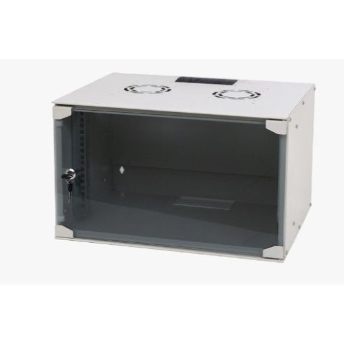 Шкаф телекоммуникационный настенный NEOMAX 6U (520х400), стеклянная дверь, замок-ключ, разборный, цвет серый (1 коробка) NM-CBWM-6U5240GKL-301-GY