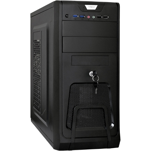 Компьютерный корпус Miditower ExeGate CP-603UB-UNS450 (ATX, БП UNS450 с вент. 12см, 2хUSB, аудио, черный)