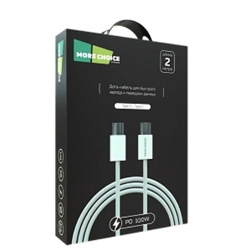 Кабель MORE CHOICE (4620202550392) K77a нейлон USB 3.0A PD 100W для Type-C Type-C 2м белый