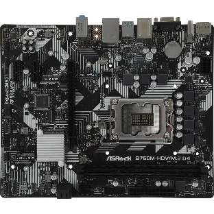 Материнская плата ASRock B760M-HDV/M.2 D4, LGA 1700, Intel B760, 2xDDR4, 4xSATA, 2xM.2, 1xPCIe 4.0 x16, 2xPCIe x1, 1xDP, 1xHDMI, 1xVGA, 1x 1Gb LAN, 2xUSB-A 3.2 Gen 1, 3xUSB 2.0, 3x3.5 мм, 7.1, mATX