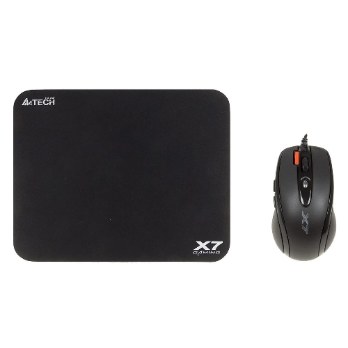 Мышь проводная + коврик A4Tech X-7120 черный, 2000 dpi, USB, кнопки - 7