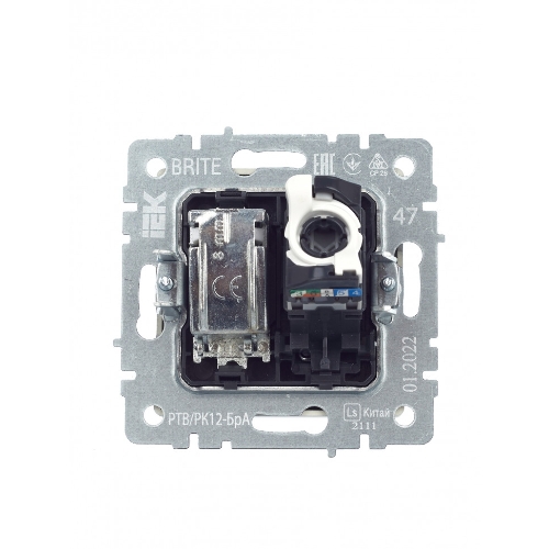 Розетка телевизионная двойная TV+RJ45 IEK Brite РТВ/РК12-БрА (BR-AK20-1-K47) кат.5E алюминий