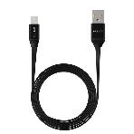 Кабель Maxvi MC-15M black, USB-A - microUSB, 2A ток макс. нагрузки 2А, макс. напряжение 5V; стандарт USB 2.0; плоский кабель, длина 1м, оплетка TPE, металлические корпуса разъемов, цвет черный