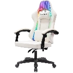 Кресло игровое Knight Wolf RGb белый эко.кожа/сетка, крестов. пластик