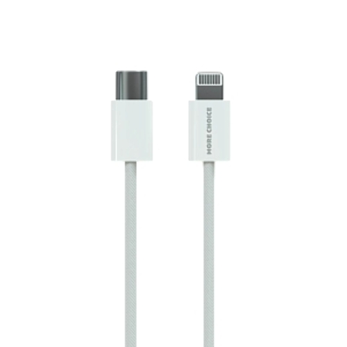 Кабель MORE CHOICE (4620202550408) K73i USB 3.0A PD 20W для Lighting 8-pin Type-C - нейлон 1м белый