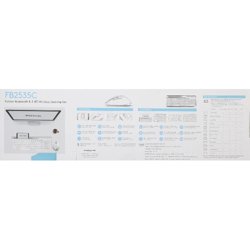 Комплект клавиатура+мышь A4Tech FStyler FB2535C беспроводной, USB + Bluetooth, 2000 DPI, белый