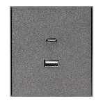 Розетка Kranz STRONG USB-A+Type-C 3А с функцией быстрой зарядки графит