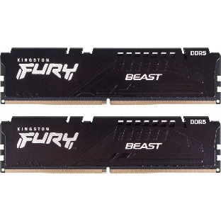 Оперативная память Kingston Fury Beast, DDR5, 32GB (2x16GB), 5200MHz, CL40, DIMM, радиатор, черный