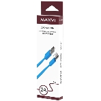 Кабель Maxvi MC-01LF blue USB-A - microUSB, 2A Плоский кабель, ток макс. нагрузки 2А, макс. напряжение 5V; стандарт USB 2.0; длина разъема microUSB 10 мм, длина 1м, материал PVC, синий