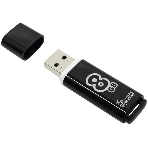 Флешка USB Smartbuy Glossy series black (SB8GbGS-K), 8Gb, USB 2.0, R/W 25/15, черный