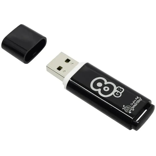 Флешка USB Smartbuy Glossy series black (SB8GbGS-K), 8Gb, USB 2.0, R/W 25/15, черный