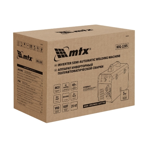 Аппарат инвертор. полуавтомат. cварки MTX MIG-220S, 220A, ПВ 60%, катушка 5 кг