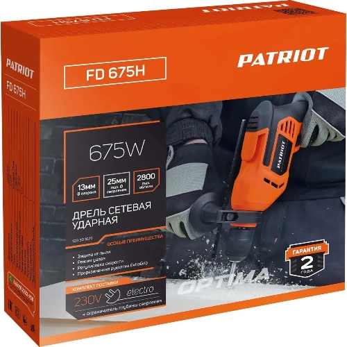 Дрель ударная Patriot FD 675H 675Вт ключевой реверс (120301675)
