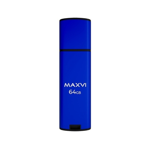 Флешка USB R/W Maxvi MP2 64Gb USB 2.0 blue, монолит с колпачком, ABS пластик + металл