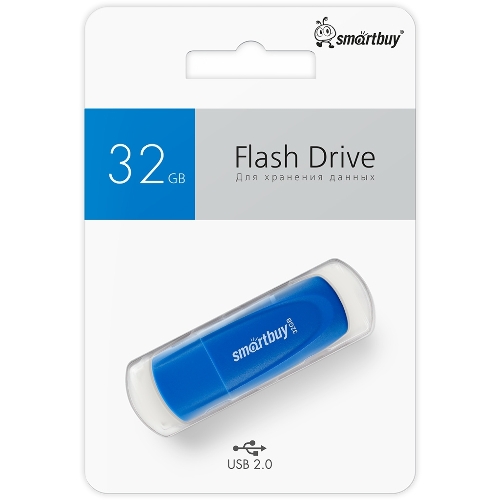 Флешка USB Smartbuy Scout Blue (SB032Gb2SCB), 32Gb, USB 2.0, R/W 13/8, синий