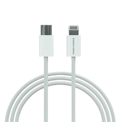 Кабель MORE CHOICE (4620202550408) K73i USB 3.0A PD 20W для Lighting 8-pin Type-C - нейлон 1м белый
