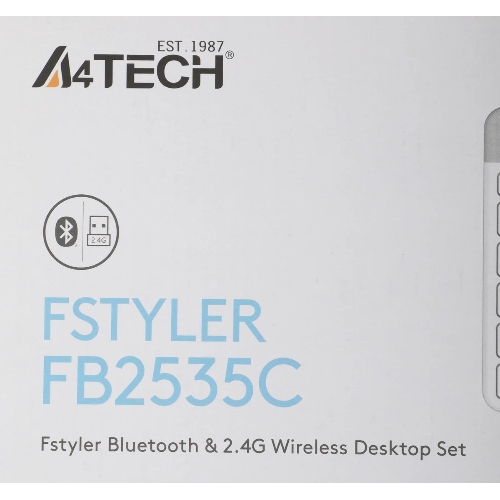 Комплект клавиатура+мышь A4Tech FStyler FB2535C беспроводной, USB + Bluetooth, 2000 DPI, белый
