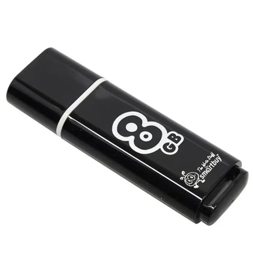 Флешка USB Smartbuy Glossy series black (SB8GbGS-K), 8Gb, USB 2.0, R/W 25/15, черный