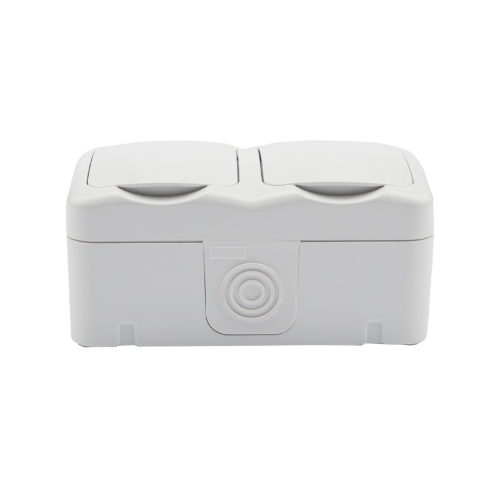 Блок из 2 розеток горизонтальный Kranz Mini OG открытой установки с заземлением, IP54 белый