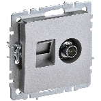 Розетка телевизионная двойная TV+RJ45 IEK Brite РТВ/РК12-БрА (BR-AK20-1-K47) кат.5E алюминий