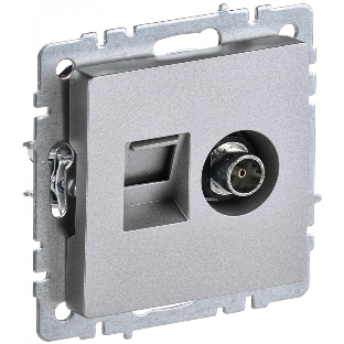 Розетка телевизионная двойная TV+RJ45 IEK Brite РТВ/РК12-БрА (BR-AK20-1-K47) кат.5E алюминий