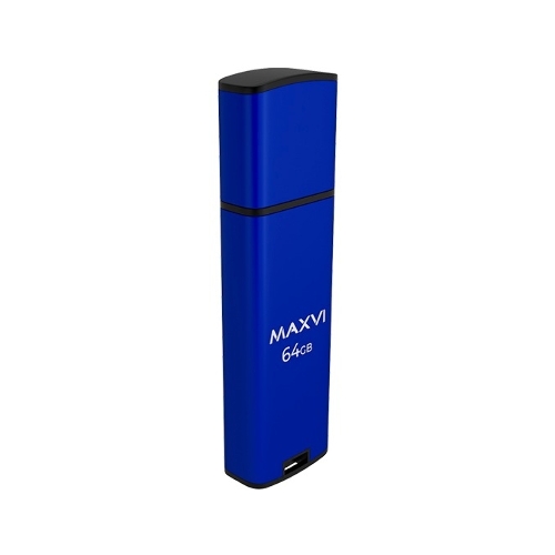 Флешка USB R/W Maxvi MP2 64Gb USB 2.0 blue, монолит с колпачком, ABS пластик + металл