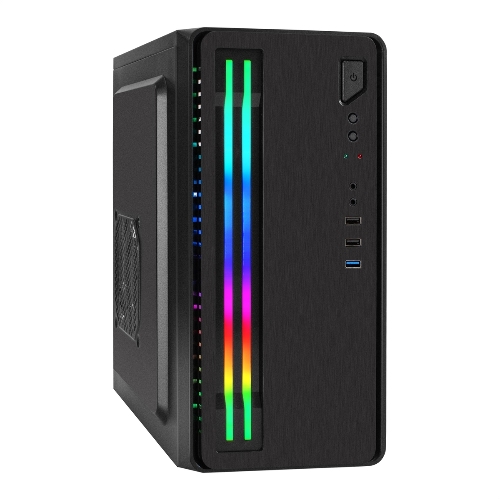 Компьютерный корпус Minitower ExeGate mEVO-7805 (mATX, без БП, 2*USB+1*USB 3.0, аудио, черный, с 2*RGb подсветкой)