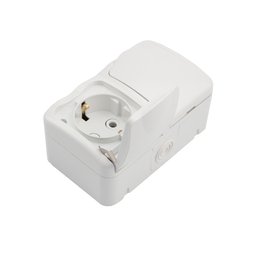 Блок из 2 розеток горизонтальный Kranz Mini OG открытой установки с заземлением, IP54 белый