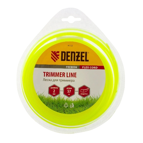 Леска для триммера Denzel квадрат 2 мм х 57 м, блистер FLEX CORD