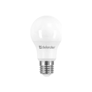 Лампа светодиодная Defender A55-7W-830-E27 груша, 3000 К, теплый белый, 1 шт.