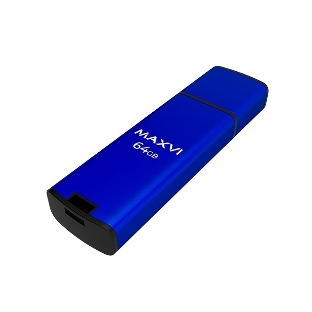 Флешка USB R/W Maxvi MP2 64Gb USB 2.0 blue, монолит с колпачком, ABS пластик + металл