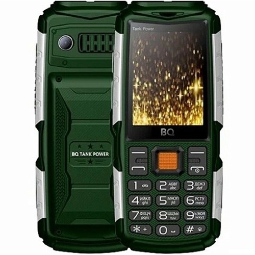 Мобильный телефон BQ 2430 Tank Power зеленый/серебристый