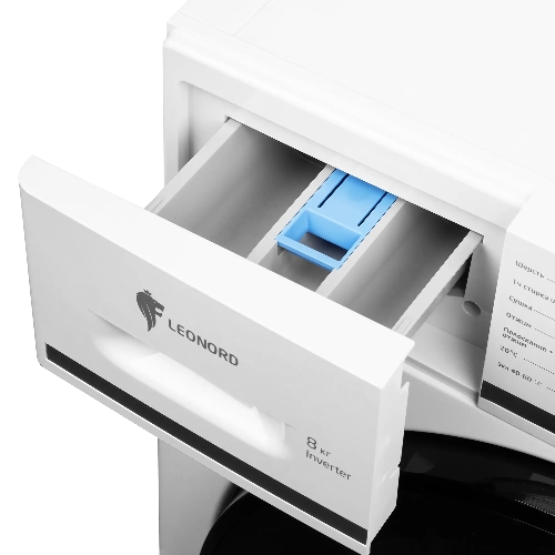 Стиральная машина с сушкой LEONORD LWM-103812D (109591) белая, загрузка фронтальная 8кг, 1200 об/мин., класс: B