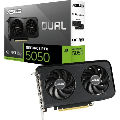 Видеокарта ASUS GeForce RTX 5050 8G OC, NVIDIA RTX 5050, 8 ГБ GDDR6, 128 бит, PCI-e 5.0, 1xHDMI, 3xDP, 2677 МГц