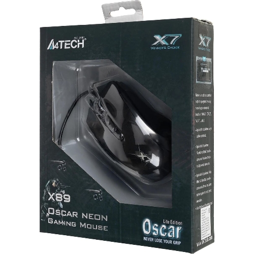 Мышь проводная A4Tech X89 черный, 2400 dpi, USB, кнопки - 8