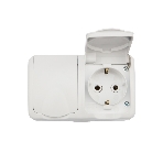 Блок из 2 розеток горизонтальный Kranz Mini OG открытой установки с заземлением, IP54 белый