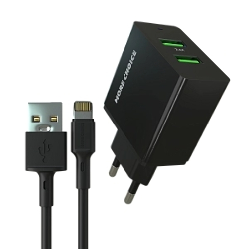 Сетевое зарядное устройство MORE CHOICE (4610196409875) NC11i 2USB 2.4A для Lightning 8-pin черный