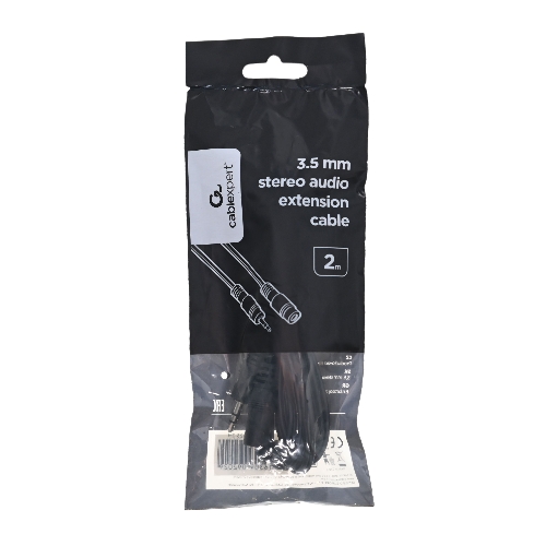 Кабель-удлинитель аудио Cablexpert CCA-423-2M-N, Jack 3.5(M)/Jack 3.5(F), 2м, черный, пакет