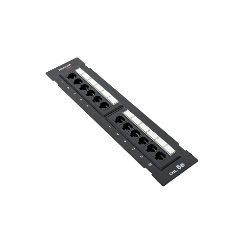 Патч-панель настенная TERACOM PRO Cat.5E неэкранированная UTP 12 портов RJ-45 Dual IDC