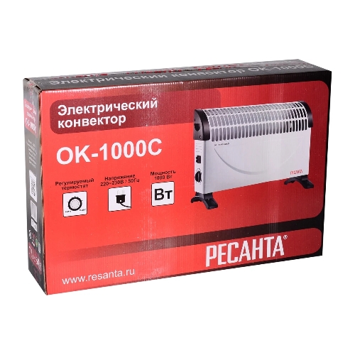 Конвектор электрический Ресанта ОК-1000С белый, 1000 Вт, 15 м2, термостат