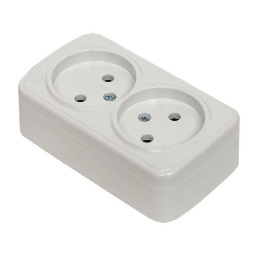 Розетка EKF EGR10-102-10 2-я, б/з, 10А, ОП Basic Минск белый
