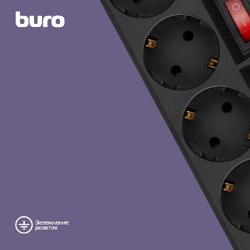 Сетевой фильтр Buro 500SH-3-SW-B 3 м, 5 розеток, черный, коробка