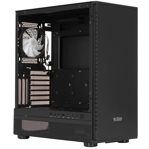Компьютерный корпус PCCooler IE200 BK, Tempered Glass Full Tower, черный, TG, SPCC, 1x120мм ARGb E-ATX, ATX, mATX, mITX 180/380/220мм 4x2.5