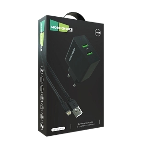 Сетевое зарядное устройство MORE CHOICE (4610196409875) NC11i 2USB 2.4A для Lightning 8-pin черный