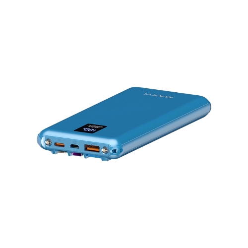 Портативный аккумулятор Maxvi PB10-11 10000 мАч blue 3A, встроенные кабели USB A/Type-C/Lightning