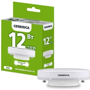 Лампа cветодиодная LED T80 IEK LL-T80-12-230-40-GX53-G таблетка 12Вт 230В 4000К GX53 GENERICA