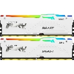 Оперативная память Kingston Fury Beast RGb, DDR5, 64Gb (2x32Gb), 6000MHz, CL36, DIMM, с радиаторами, RGb, белый