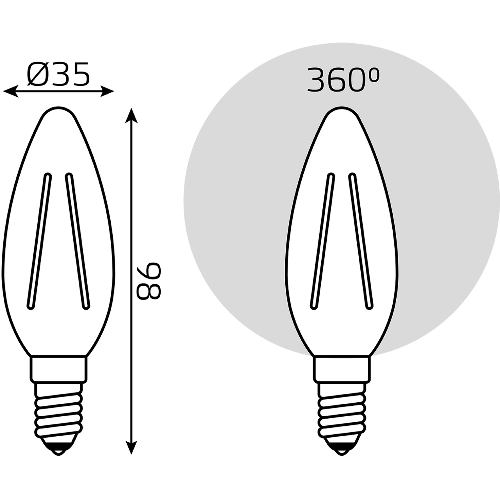 Лампа светодиодная филаментная Gauss Filament 8Вт цок.: E14 свеча св. свеч. бел. нейт. (упак.: 10 шт)