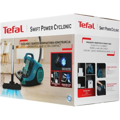 Пылесос Tefal TW2922EA бирюзовый/черный, 750/2100Вт, уборка сухая, пылесборник контейнер 1.5 л