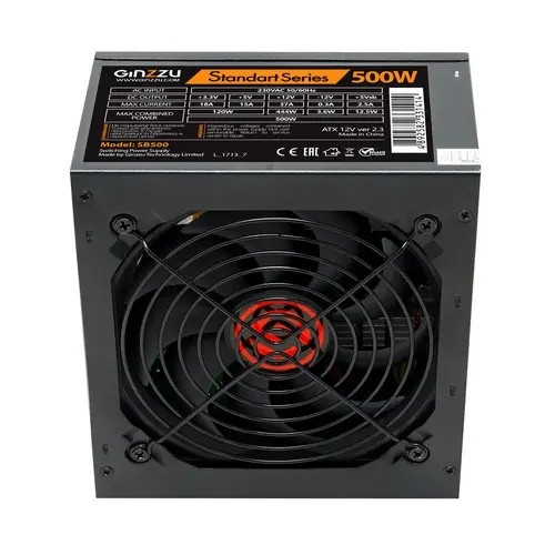 Блок питания Ginzzu SB500, 500Вт, 120мм, черный